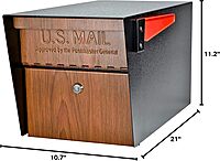 Mail Boss Curbside, Wood Grain 7510 Mail Manager Locking Security Mailbox, Steel, Black Black Mailbox