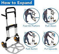 Mount-It! Folding Dolly, Aluminum Trolley, Industrial Grade Heavy Duty 440 Lb Capacity Hand Truck with Durable Rubber Wheels, Ergonomic Telescoping Handle for Indoor Outdoor, Foldable & Moving Dolly