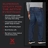 VERTX Defiance Men's Tactical Jeans, Relaxed Fit Stretch, 11 Pockets
