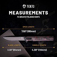 TEKTO F2 Bravo Folding Pocket Knife - D2 Steel Blade, Ceramic Ball Bearings - EDC - Snap