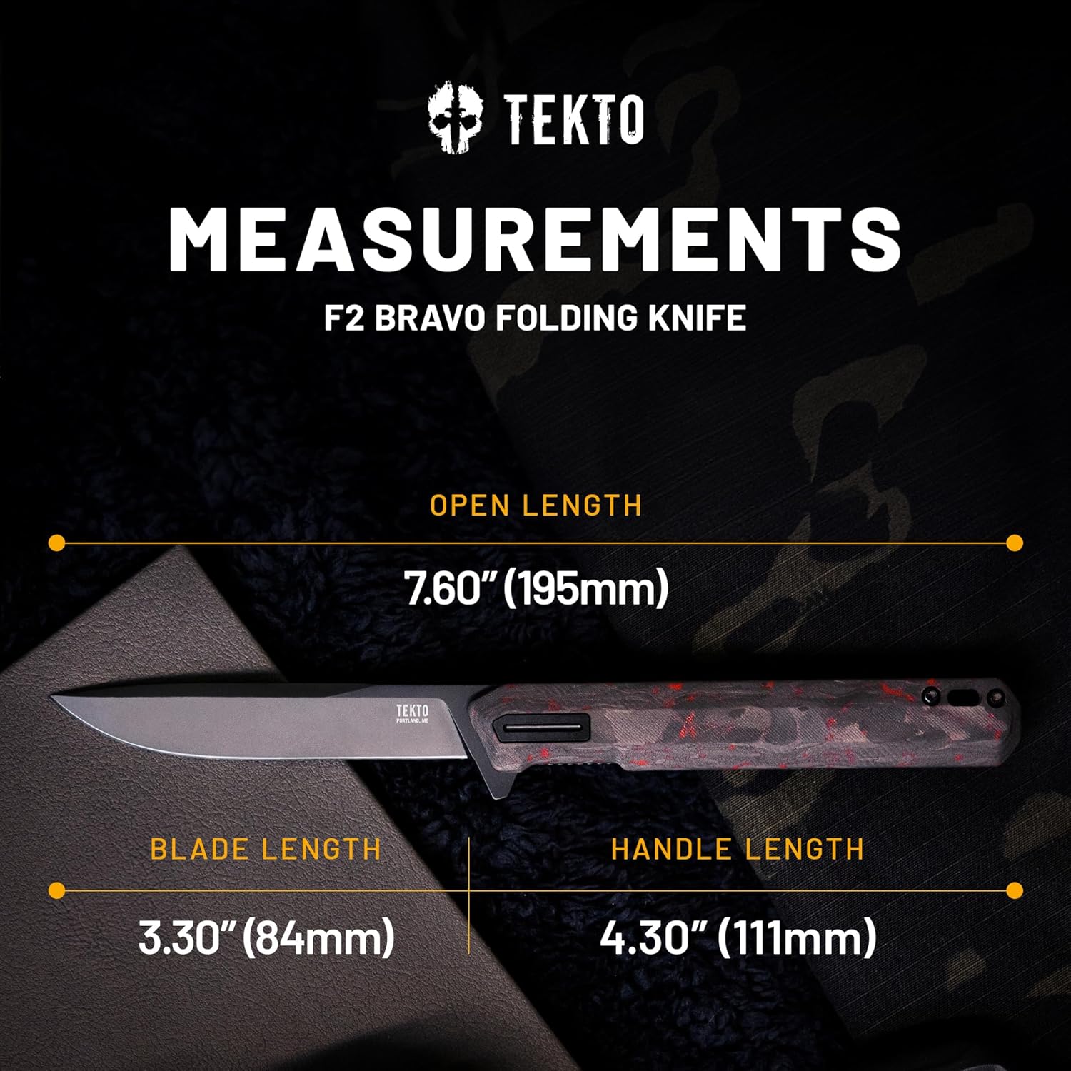 TEKTO F2 Bravo Folding Pocket Knife - D2 Steel Blade, Ceramic Ball Bearings - EDC - Snap