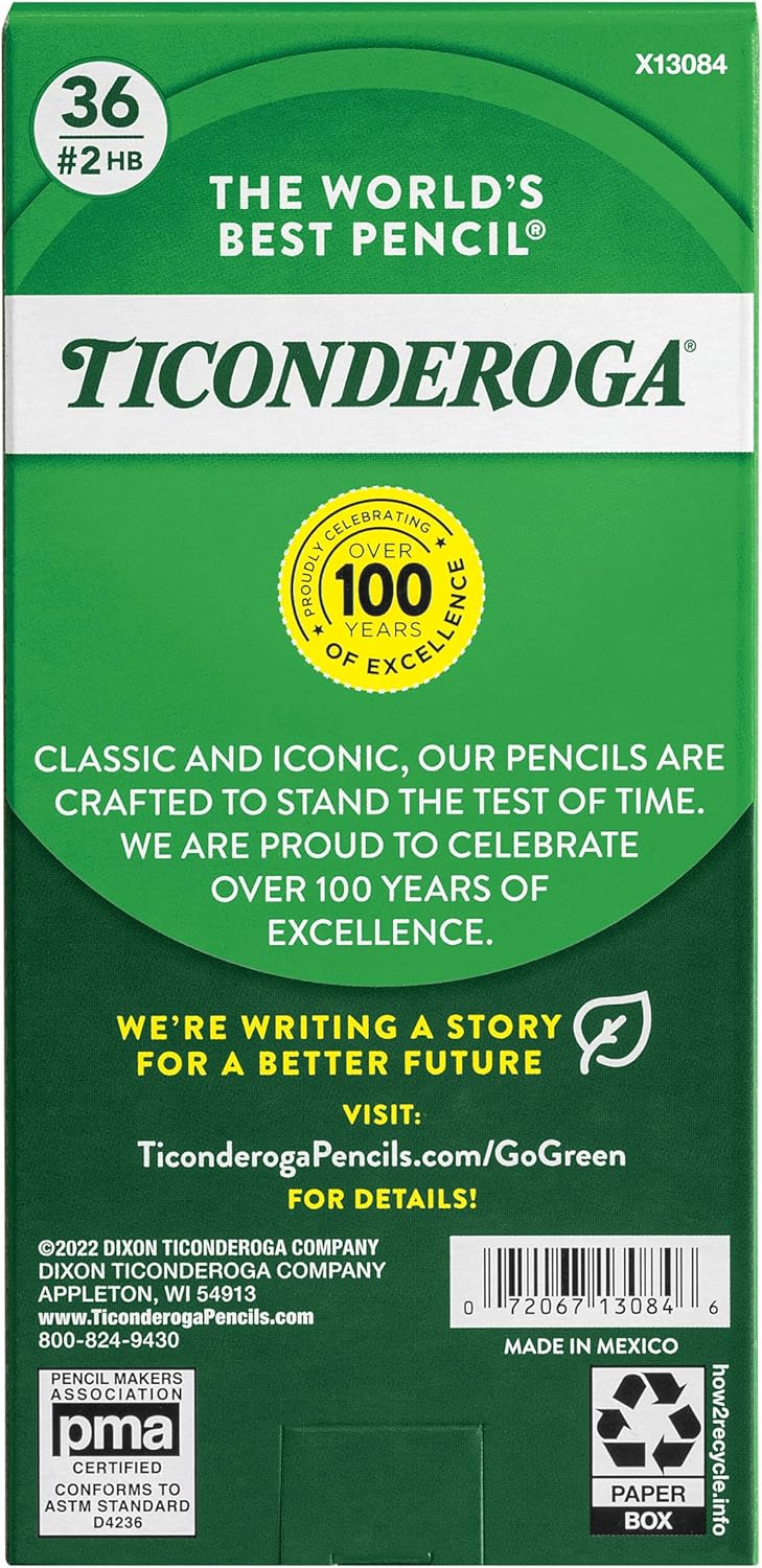 Ticonderoga My First Tri-Write Wood-Cased Pencils, Unsharpened, 2 HB Soft, Without Erasers, Yellow, 36 Count