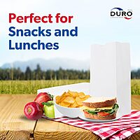 Duro 4# White Paper Bags 500-Count, White Paper Lunch Bags for Popcorn, Candy, Snacks & Treats, Bulk Disposable Lunch Sacks - 5.00 x3.12 x 9.75 Inches