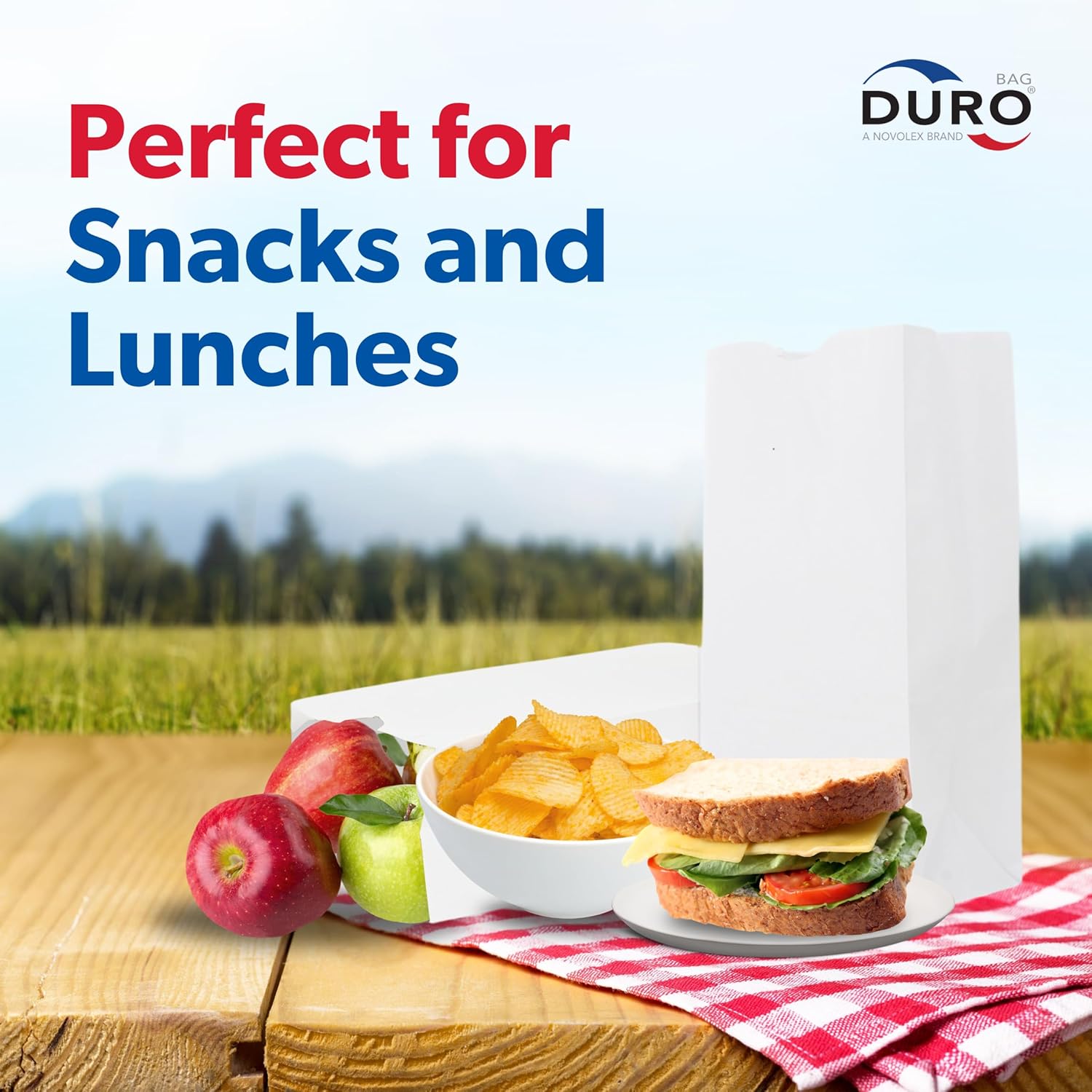 Duro 4# White Paper Bags 500-Count, White Paper Lunch Bags for Popcorn, Candy, Snacks & Treats