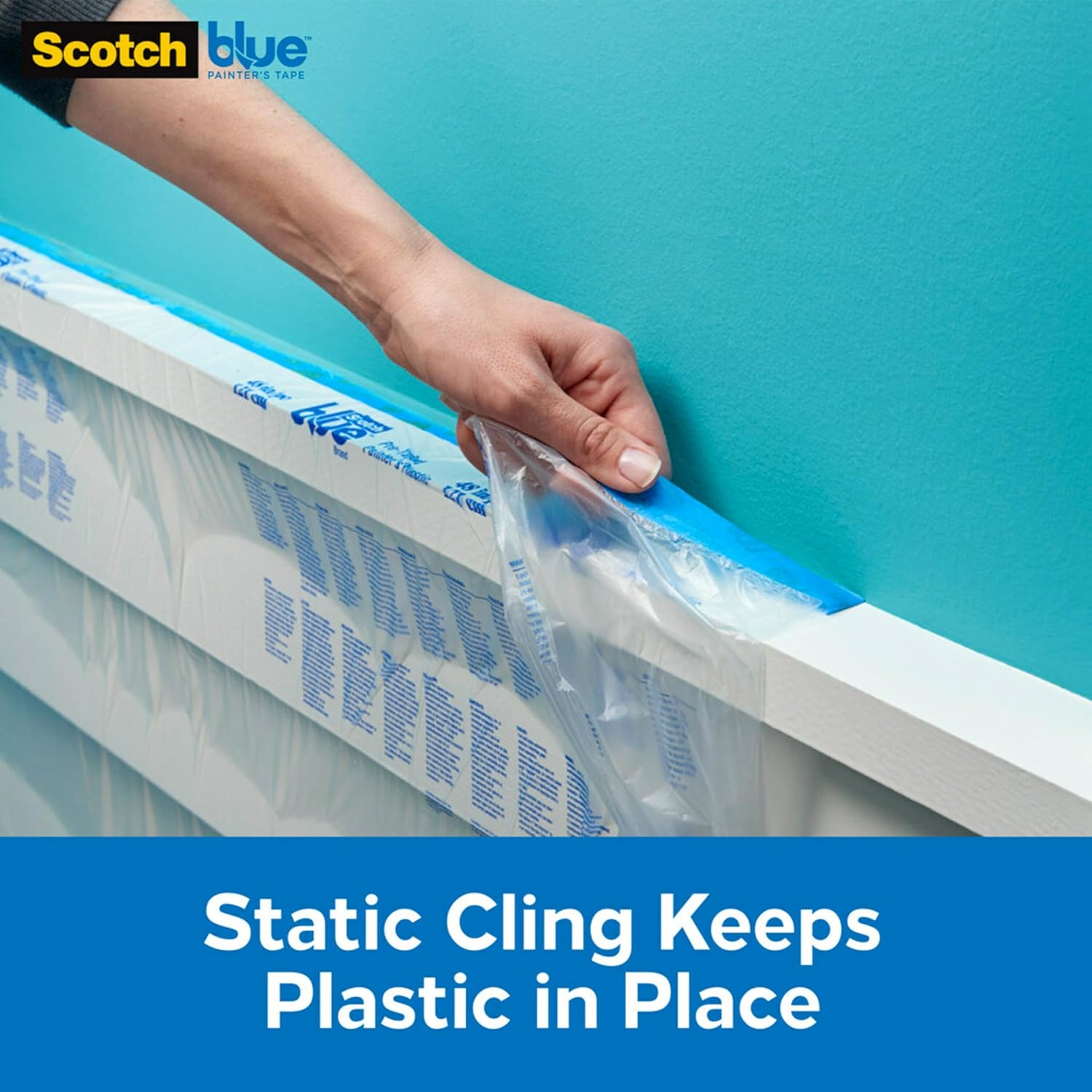 ScotchBlue Pre Plastic Painters Tape, 24 in x 30yd, Tape & Masking Film Combined in One Product