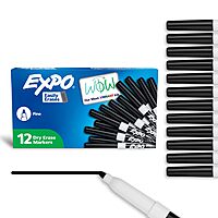 EXPO Low-Odor Dry-Erase Markers, Fine Tip, Black - 12 Count