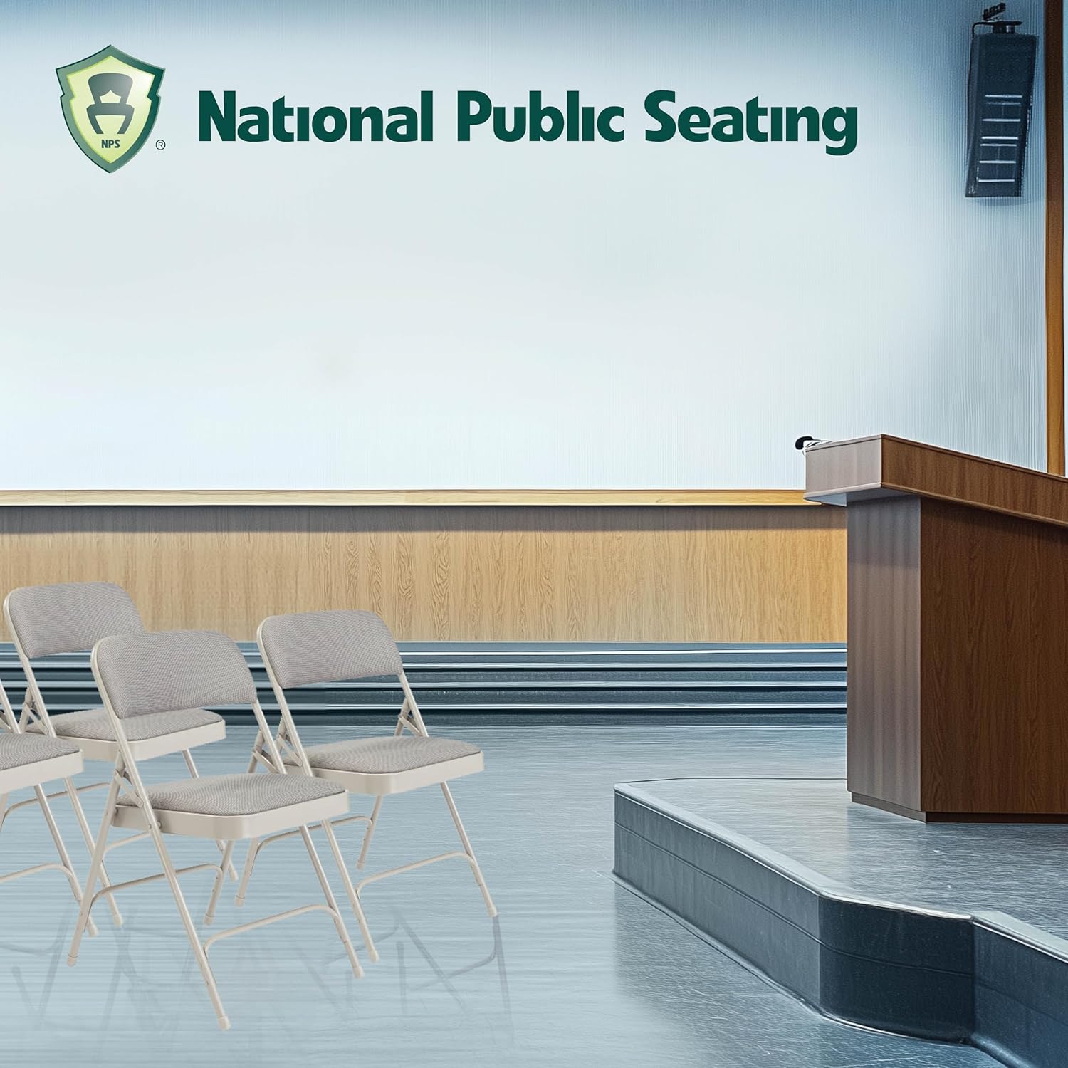 NATIONAL PUBLIC SEATING 2200 Series Steel Frame Upholstered Folding Chair (Carton of 4)