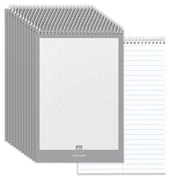 Office Depot(R) Steno Books, 6in. x 9in., Gregg Ruled, 70 Sheets, White, Pack Of 12