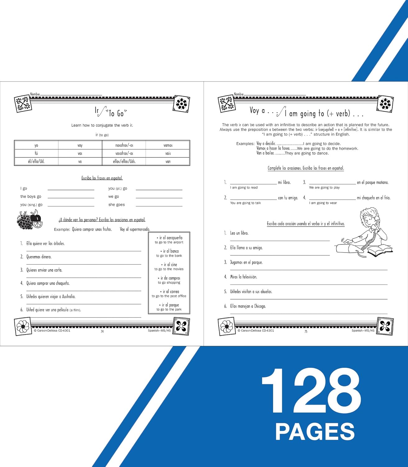 Carson Dellosa Skills for Success, Spanish Workbook for Middle School and High School Students