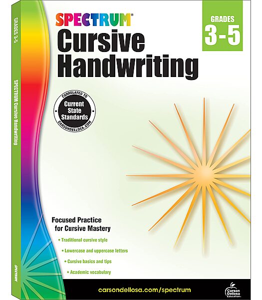 Spectrum Cursive Handwriting Workbook for Kids Ages 8 to 12, Letters and Cross-Curricular Words Cursive Handwriting Workbook