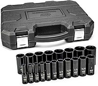GEARWRENCH 19 Piece 1/2 Inch Drive 6 Point Impact Socket Set, Deep, SAE - 84934N 1/2"