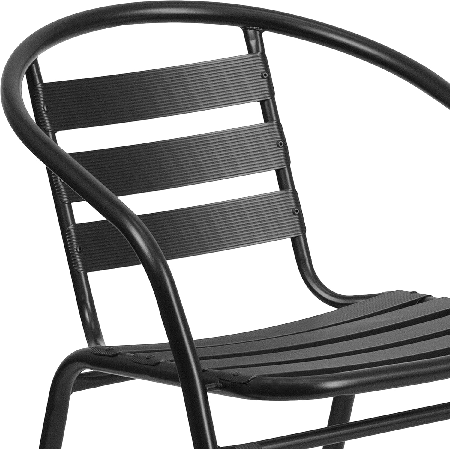 Flash Furniture Lila Black Metal Restaurant Stack Chair with Aluminum Slats Black Set of 1