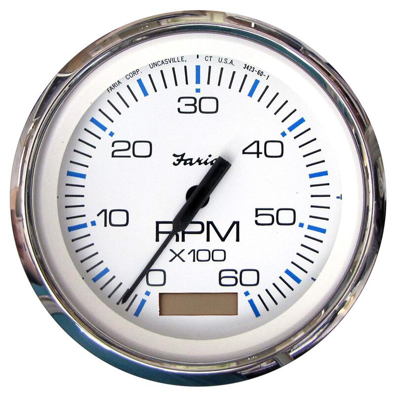 Faria Chesapeake White SS 4" Tachometer w/Hourmeter - 7000 RPM (Gas) (Outboard)