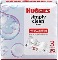 Huggies Simply Clean Wipes, White, 64 Sheets Per Box, Pack Of 3 Boxes