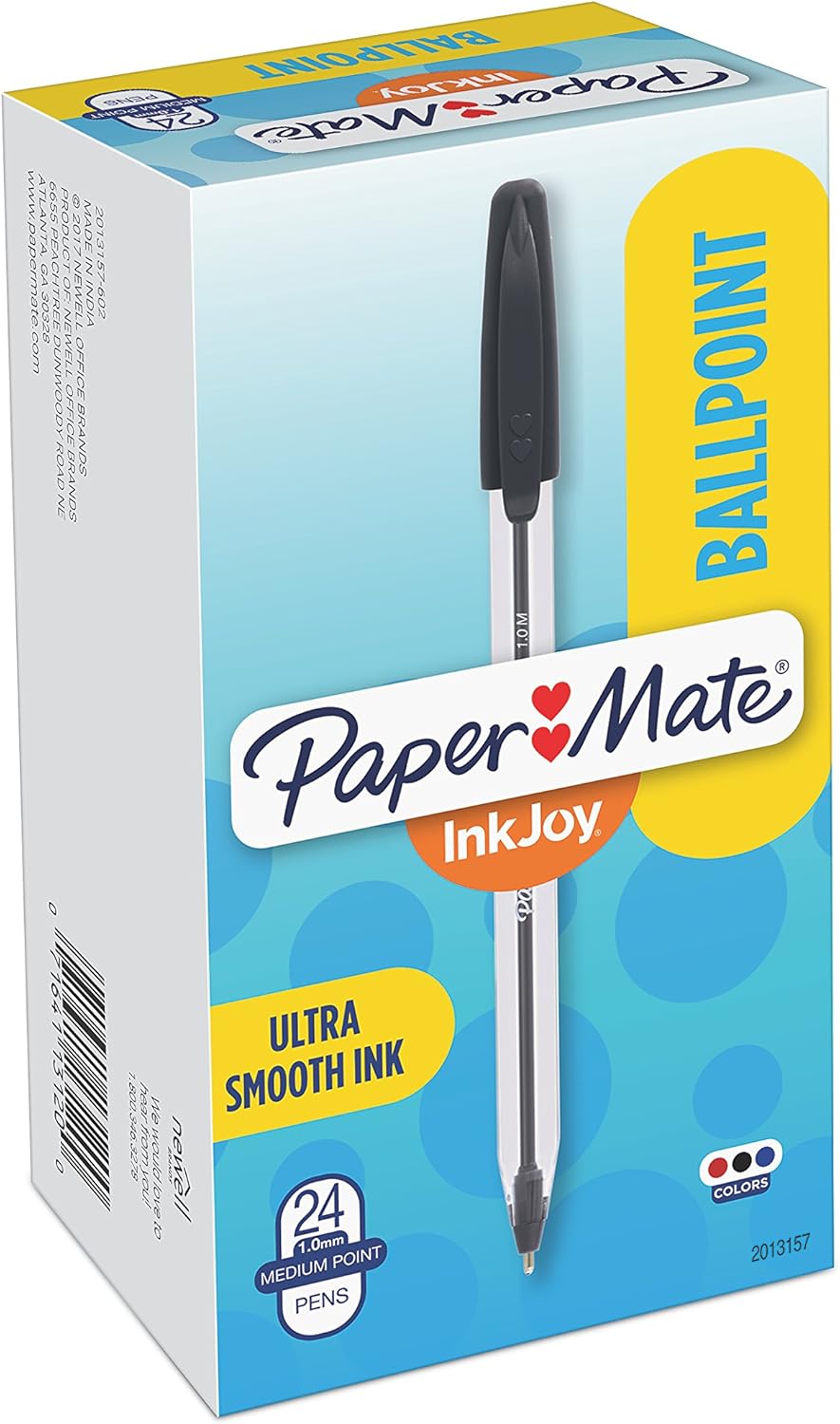 Papermate 2013157 InkJoy 50ST Ballpoint Pens, 1mm Medium Point, Ultra Smooth Ink, Assorted Colors, Pack of 24