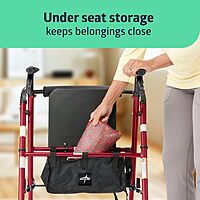 Medline Superlight Folding Aluminum Mobility Rollator Walker, Red, 250 lb. Weight Capacity, 6" Wheels, Adjustable Arms and Seat, Foldable Rolling Walker for Seniors Burgundy