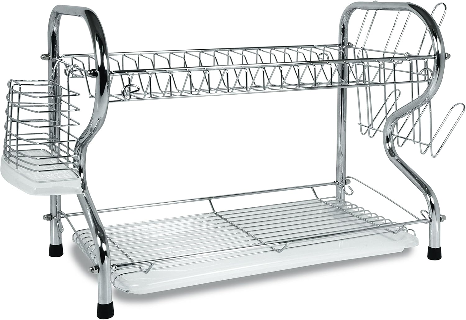 BETTER CHEF Chrome Dish Rack with Mug Stand & Cutlery Holder