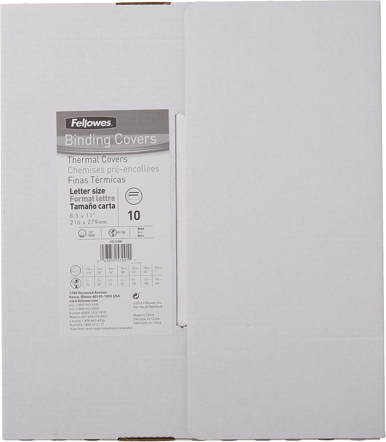 Fellowes Thermal Binding System Presentation Covers, Clear, 91 to 120 Sheet Capacity, 11 x 8.5, Unpunched, 10/Pack