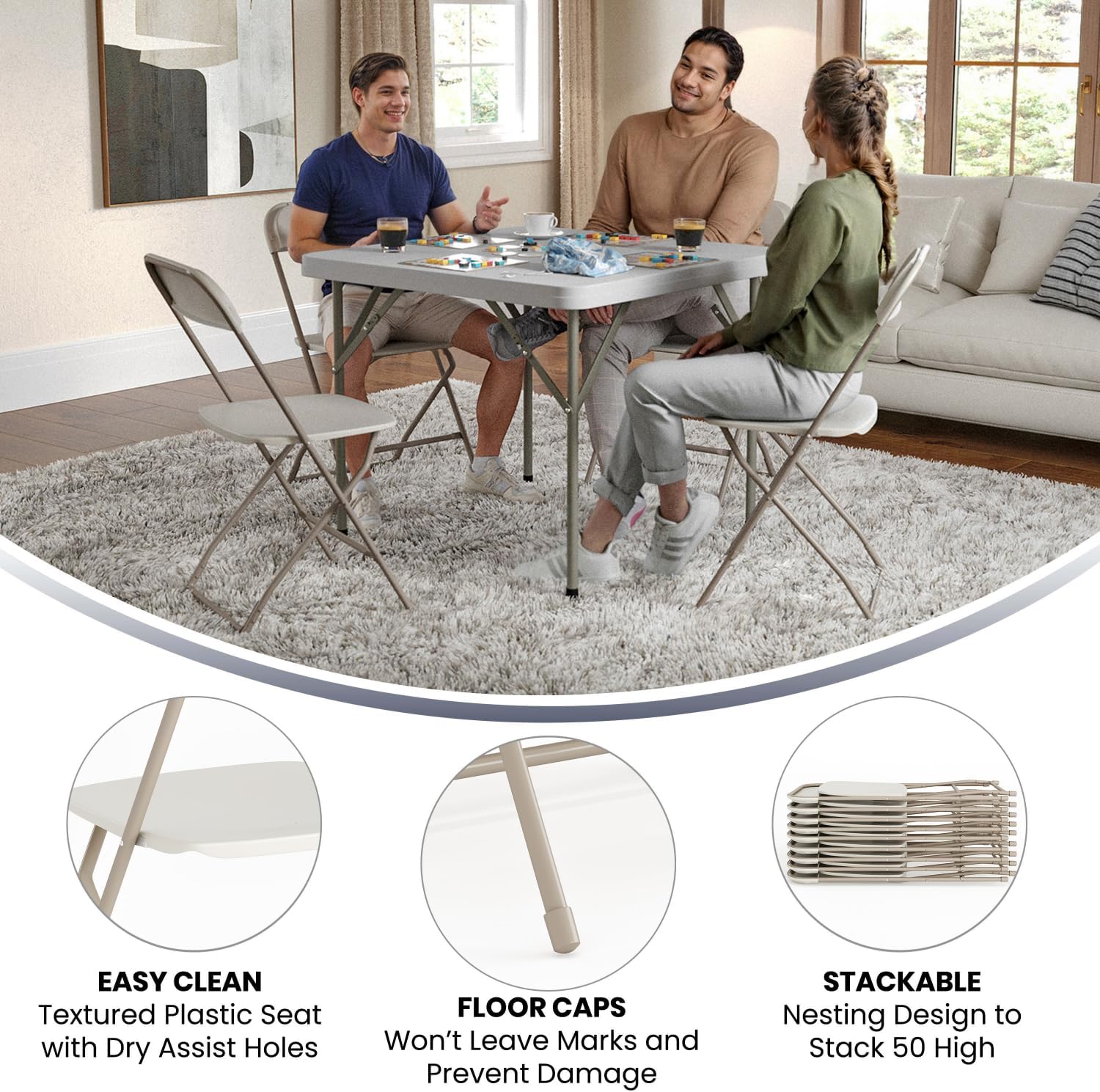 Flash Furniture Hercules Series Commercial-Grade Plastic Folding Chair - 650LB Weight Capacity