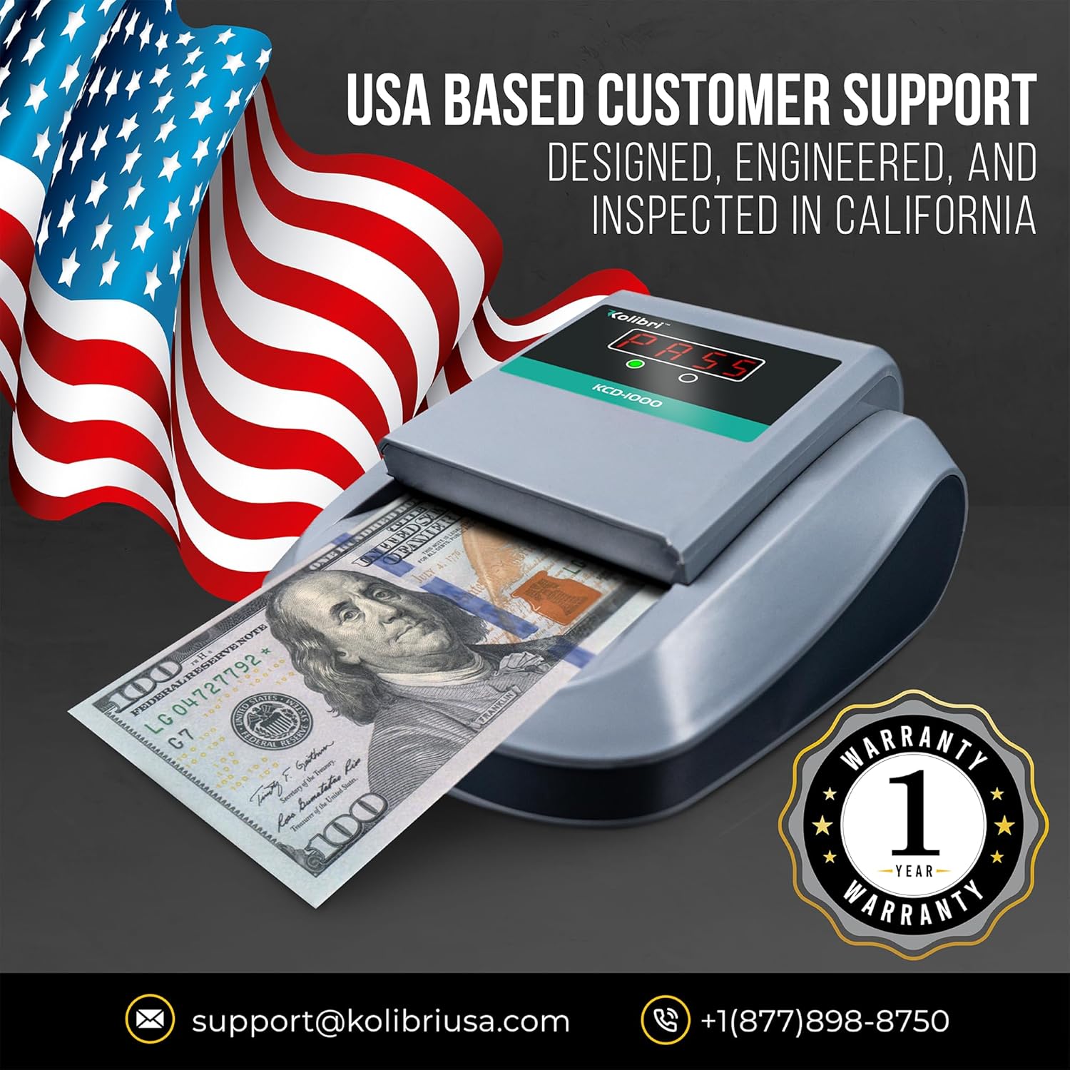 KOLIBRI All-Orientation Portable Counterfeit Bill Detector