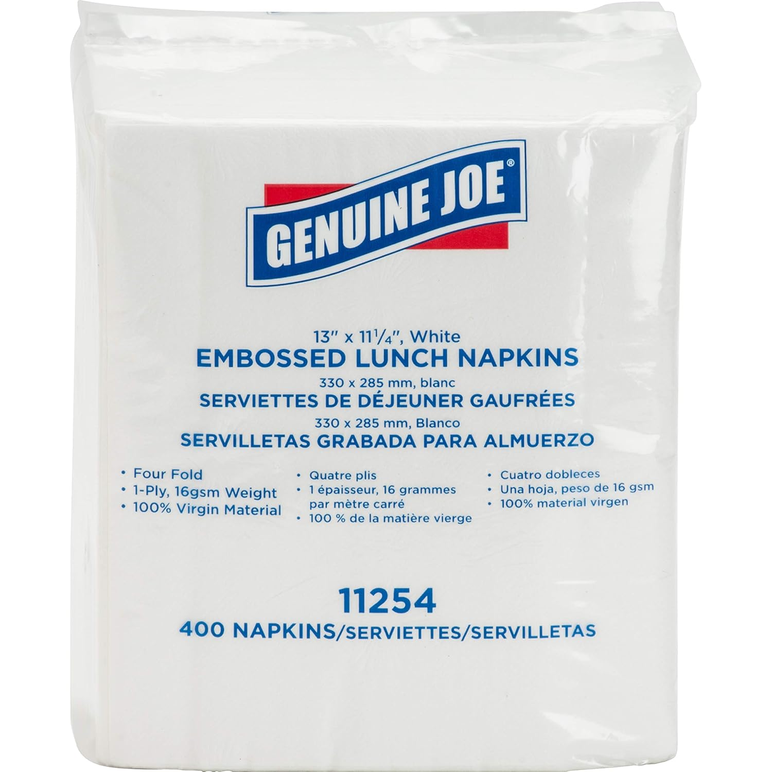 Genuine Joe, GJO11254PK, 1-ply Embossed Lunch Napkins, 400 / Pack, White