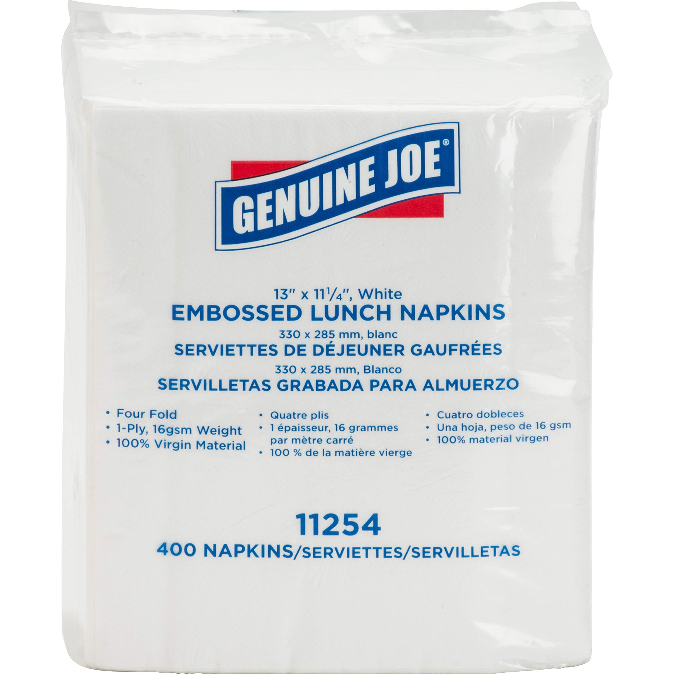 Genuine Joe, GJO11254PK, 1-ply Embossed Lunch Napkins, 400 / Pack, White