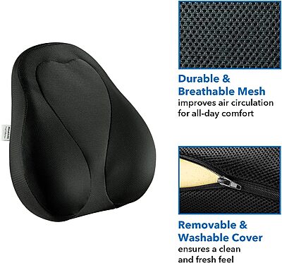 Mount-It! Office Chair Lumbar Support Cushion with Memory Foam