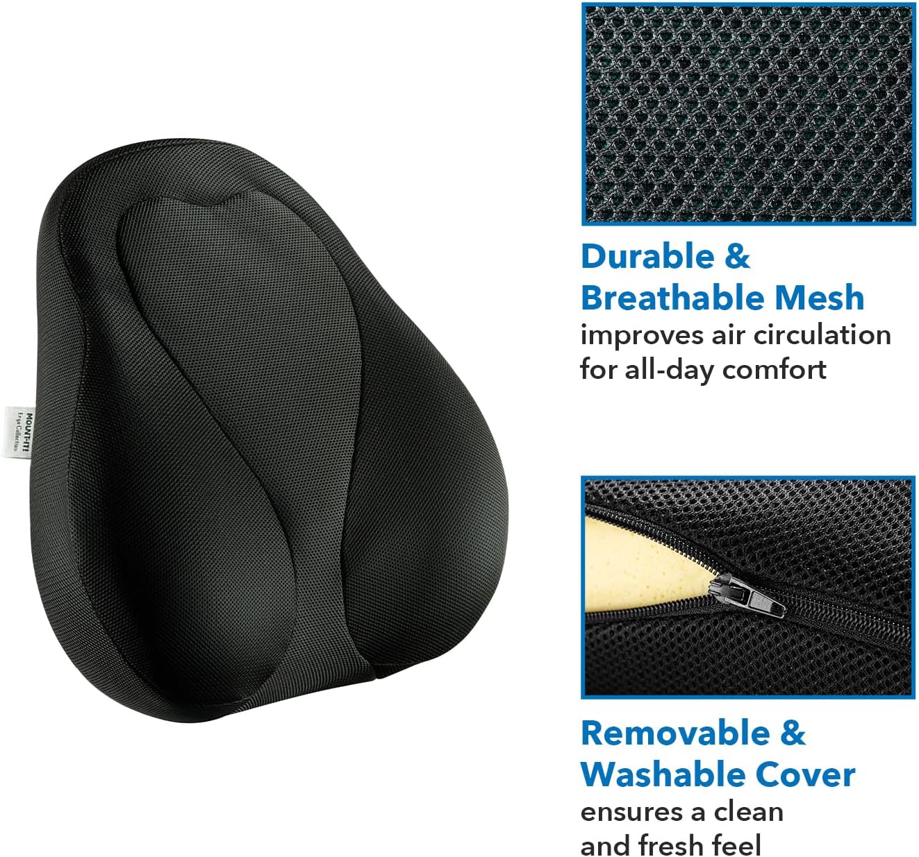 Mount-It! Office Chair Lumbar Support Cushion with Memory Foam