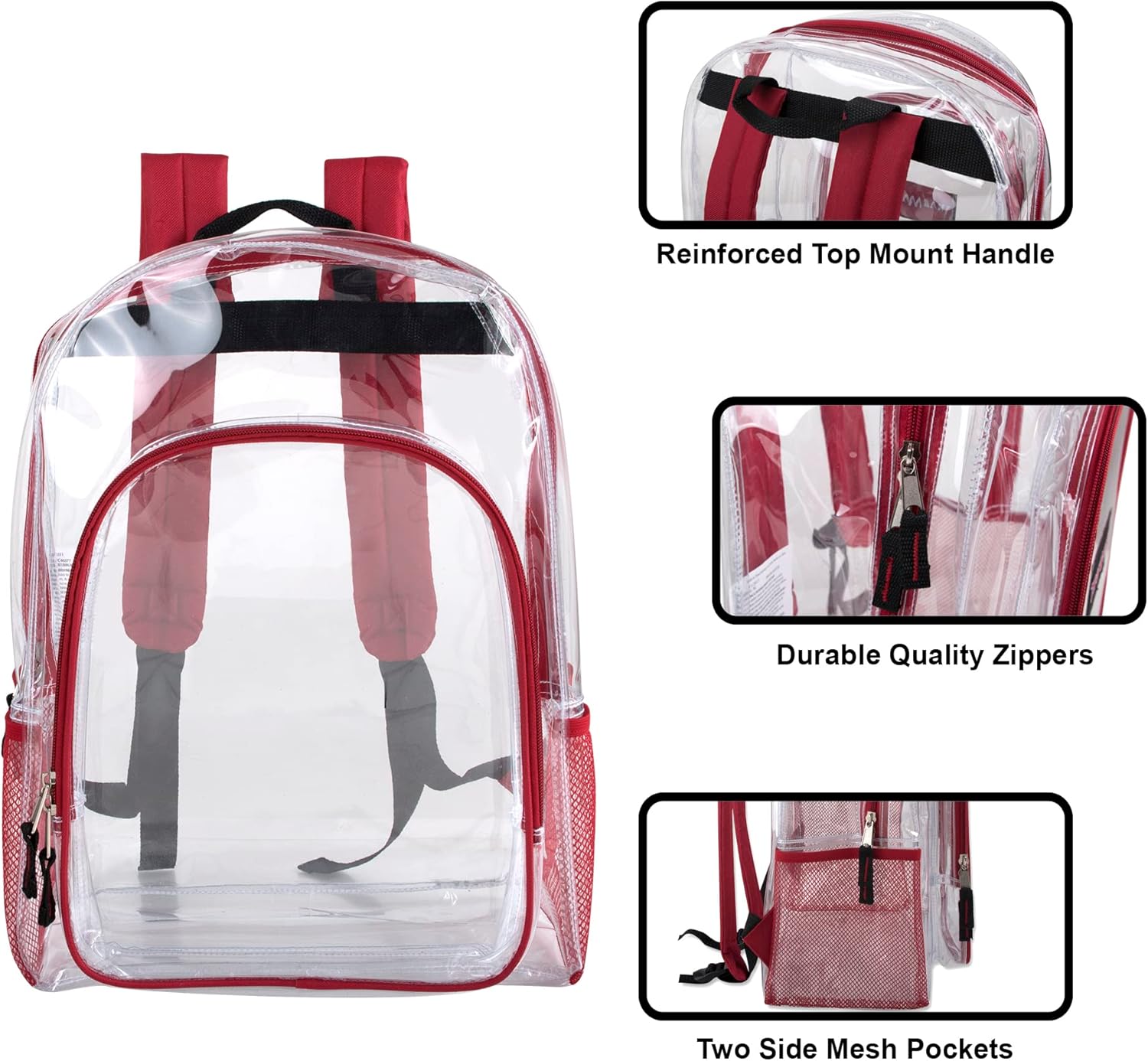 TRAILMAKER Heavy Duty Clear Backpack | Transparent Stadium-Approved for Women, Men, School, Travel