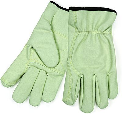 MCR SAFETY 3730DP Synthetic Split Cowhide Leather Driver Double Palm Work Gloves with Wing Thumb