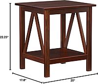 Linon Home Dcor Linon Home Decor Titian End Table, 20"w x 17.72"d x 22.01"h, Antique Tobacco