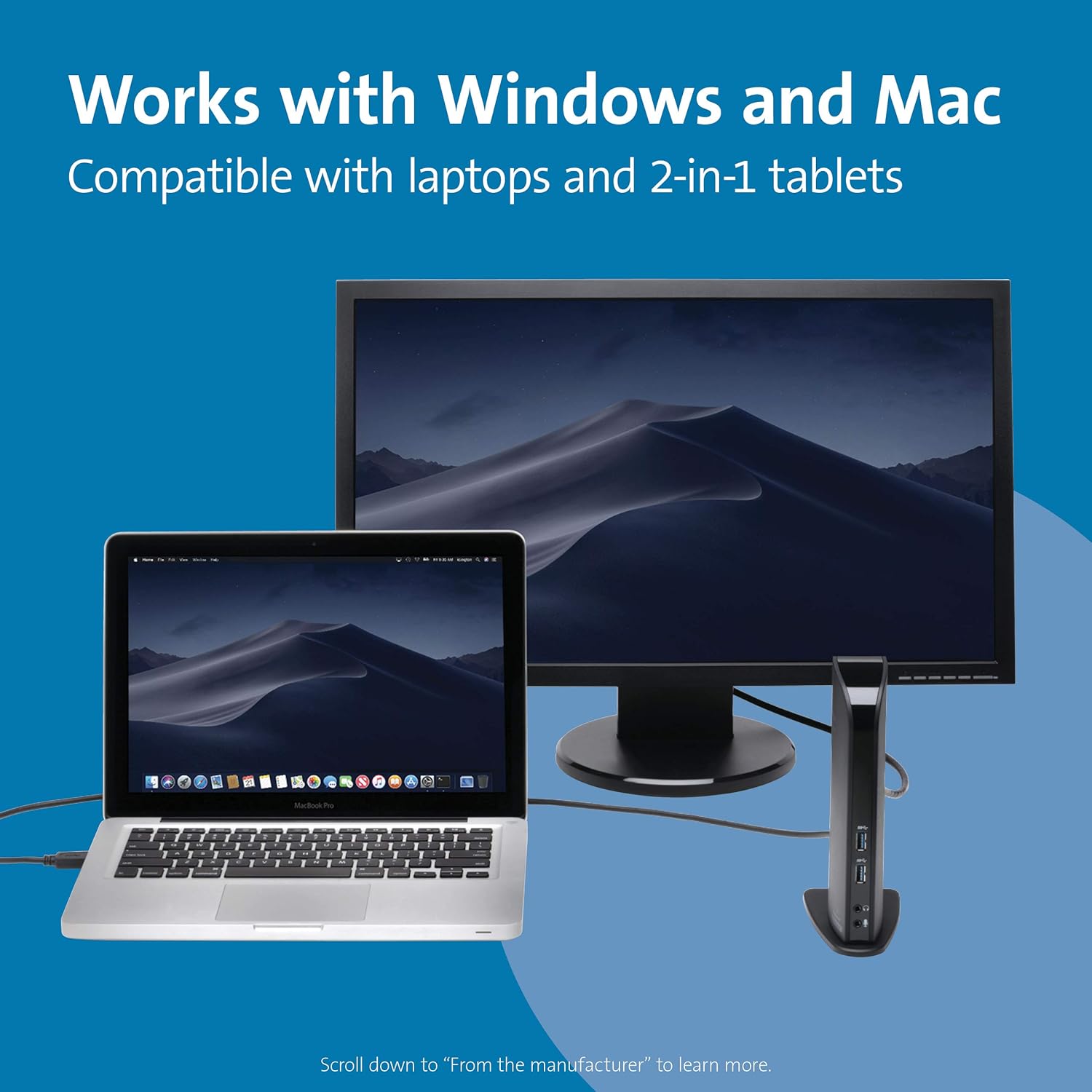 Kensington USB 3.0 Dual Display Docking Station for MacBooks, Windows and Surface (K33972US) USB-A Dual Monitor Dual Display