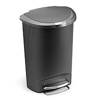 simplehuman 50 Liter / 13 Gallon Semi-Round Kitchen Step Trash Can with Secure Slide Lock
