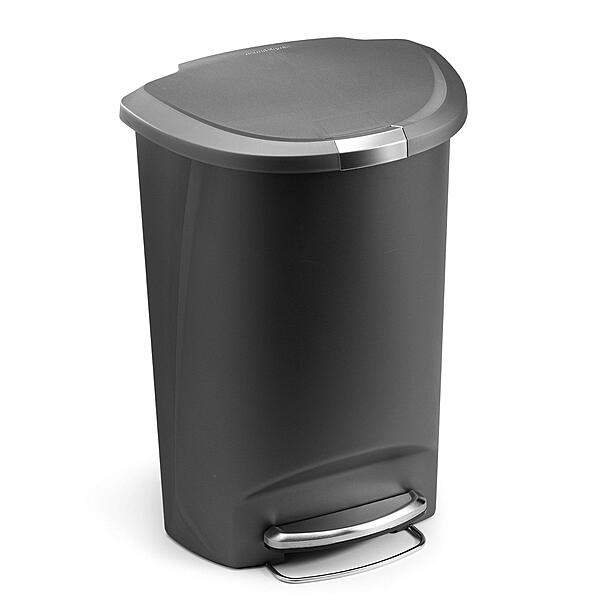 simplehuman 50 Liter / 13 Gallon Semi-Round Kitchen Step Trash Can with Secure Slide Lock