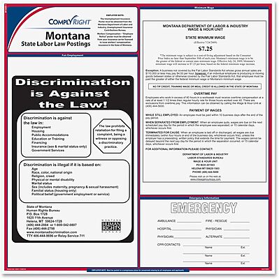 ComplyRight Montana State Labor Law Poster, 24 x 24 in., English