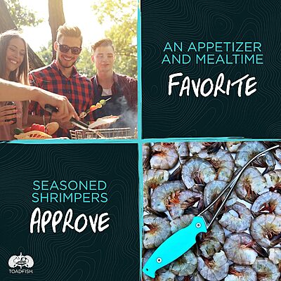 Toadfish Shrimp Deveiner Tool - Prawn & Seafood Peeler - Frogmore Shrimp Cleaner - Steel Butterfly Blade