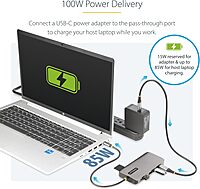 StarTech.com USB-C Docking Station for Windows and ChromeOS, Triple 4K HDMI DP Video, USB 10Gbps Hub, 100W Laptop Charging, GbE, SD, MicroSD