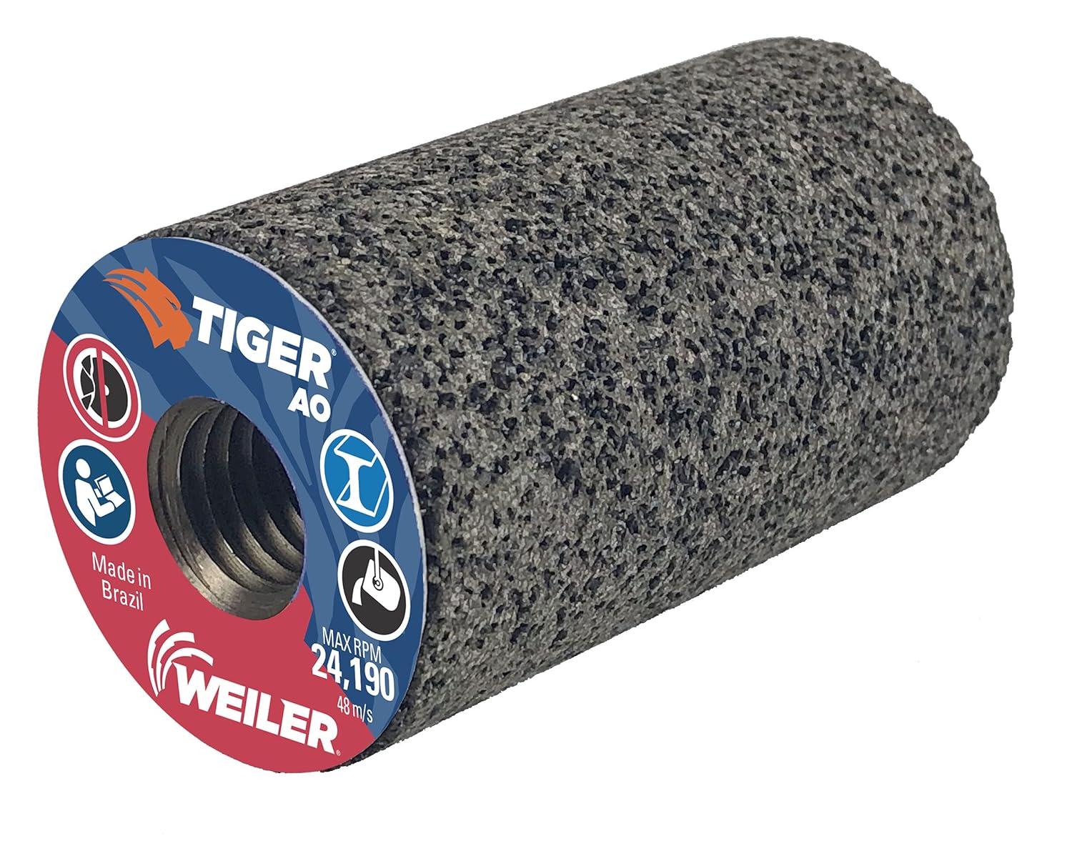Weiler 68319 TIGER AO TYPE 18 Flat Tip Portable Grinding Plug, A24-R, 1 1/2" X 2 1/2" X 5/8-11, (Pack of 12)