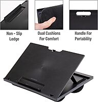 Mind Reader Lap Desk Laptop Stand, Bed Tray, Collapsible, Cushion, Portable, Dorm, Plastic, 14.75"L x 11"W x 7.3"H, Black 1 Pack Black