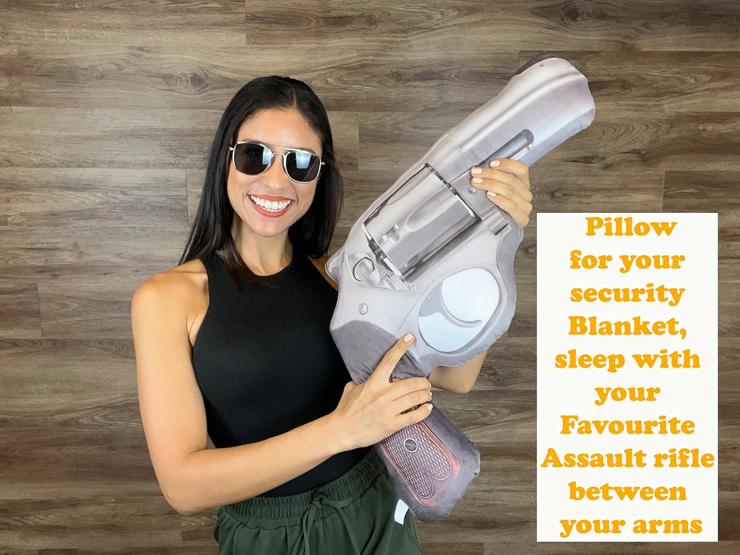 Caliber Gourmet Hug Soft Tactical Revolver Gun Cushion Pillow, Cotton, Plush Stuffed, Throw Pillow, Gun Lovers, Decorative