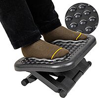 Mind Reader Foot Rest, Under Desk at Work, Ergonomic, Height Adjustable, Office, Plastic, 17" L x 13" W x 6.25" H, Set of 2