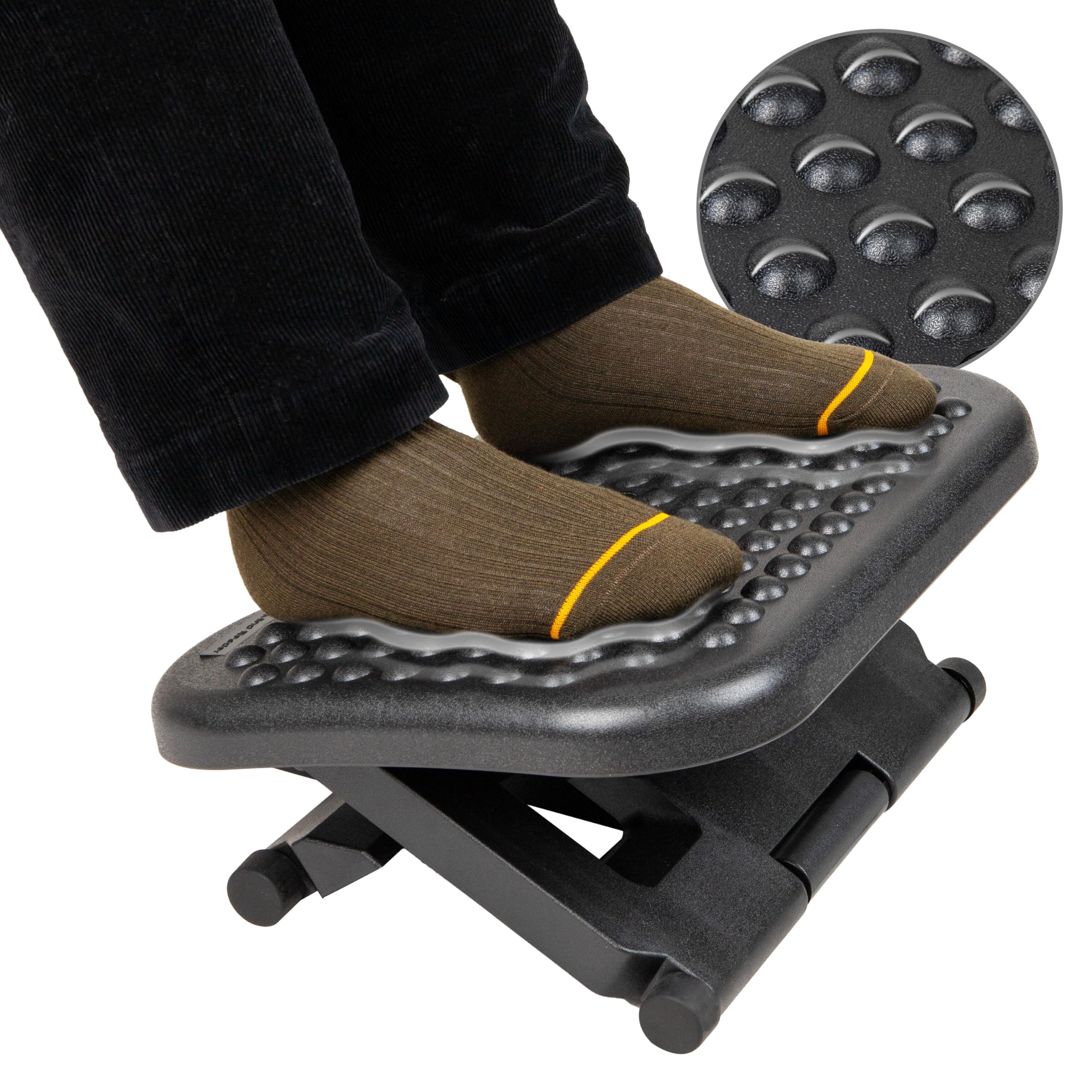 Mind Reader Foot Rest, Under Desk at Work, Ergonomic, Height Adjustable, Office, Plastic, 17" L x 13" W x 6.25" H, Set of 2