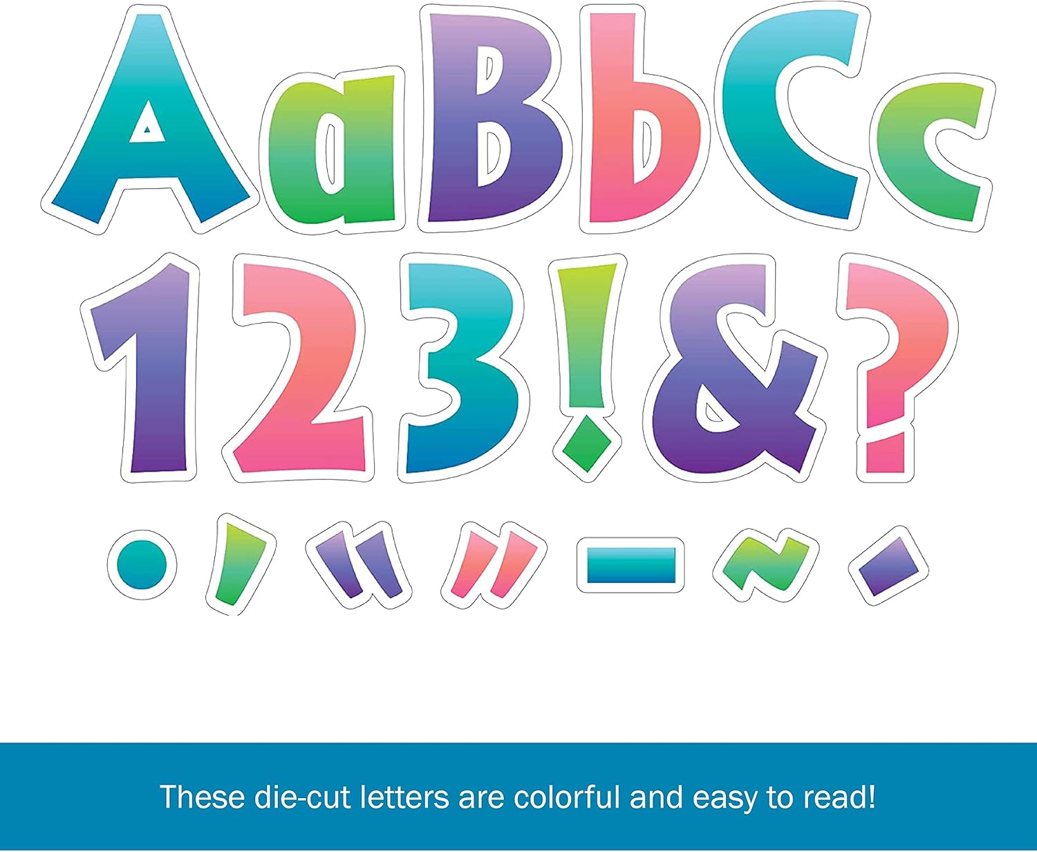 Barker Creek Letter Pop-Outs, 4" Multicolor Die-Cut Letters, 255 Characters