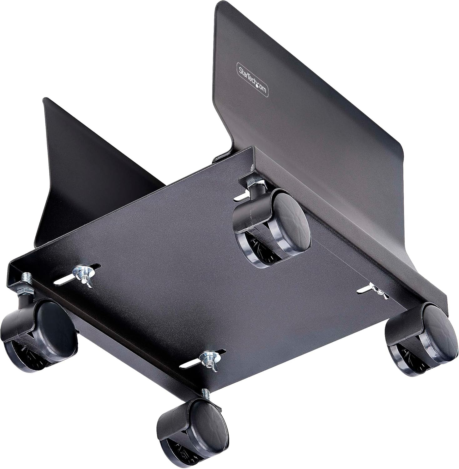 StarTech.com Computer Tower Cart, Rolling Mobile CPU Caddy on Wheels, Max Load 46.3lb/21kg, Adjustable Desktop Case Mount