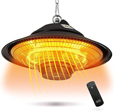 BLACK+DECKER 1500W Outdoor Electric Patio Heater with Remote Control