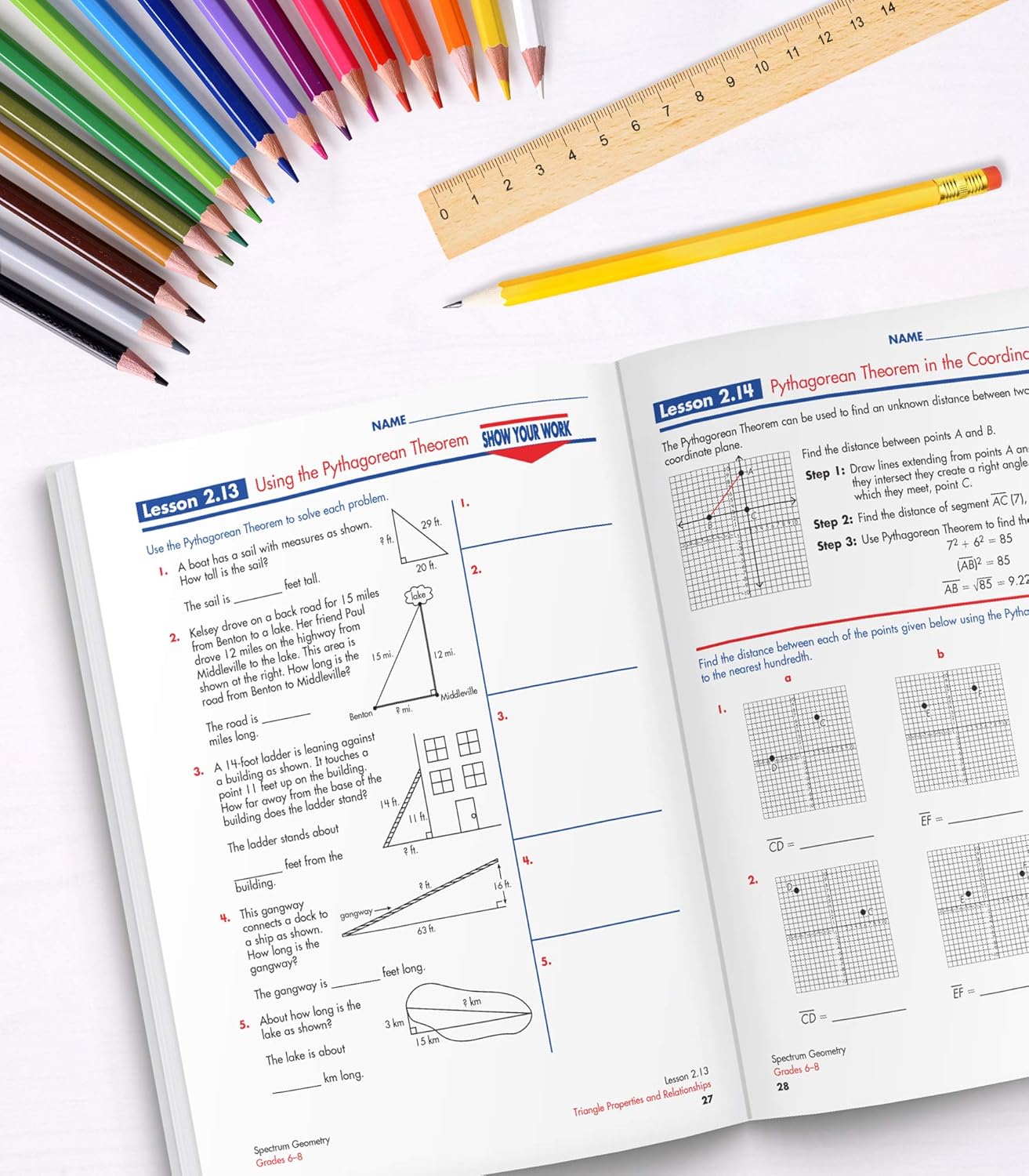 Spectrum Grades 6-8 Geometry Math Workbook, Mathematics Book for Kids Ages 11 to 14 Covering Geometric Shapes, Perimeter