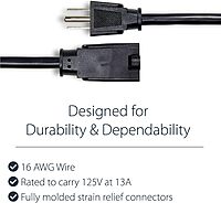 StarTech.com Power Extension Cord NEMA 5-15R to NEMA 5-15P