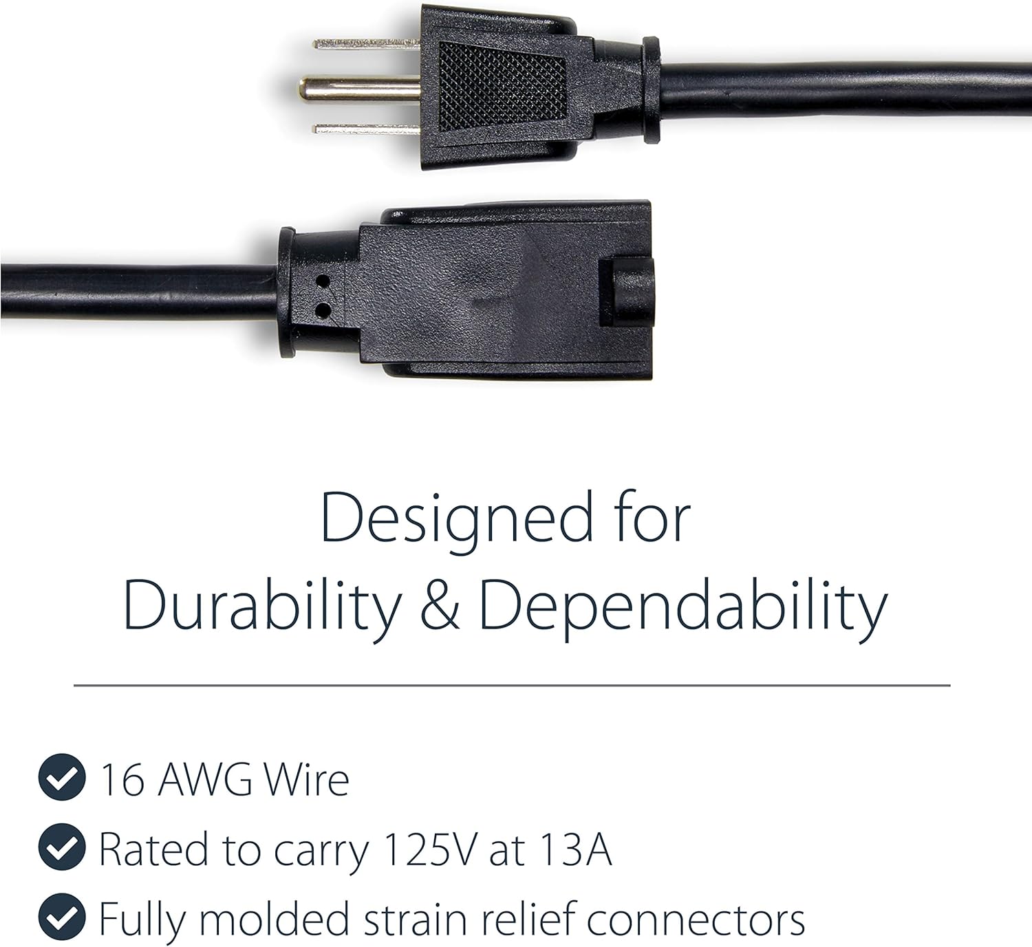 StarTech.com Power Extension Cord NEMA 5-15R to NEMA 5-15P