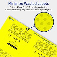 Avery Printable Square Labels, Sure Feed Technology, 2-3/4" x 2-3/4", Neon Yellow, Print-to-The-Edge, Laser/Inkjet