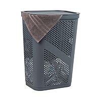 Mind Reader Slim Laundry Hamper with Lid, 60L Ventilated Plastic